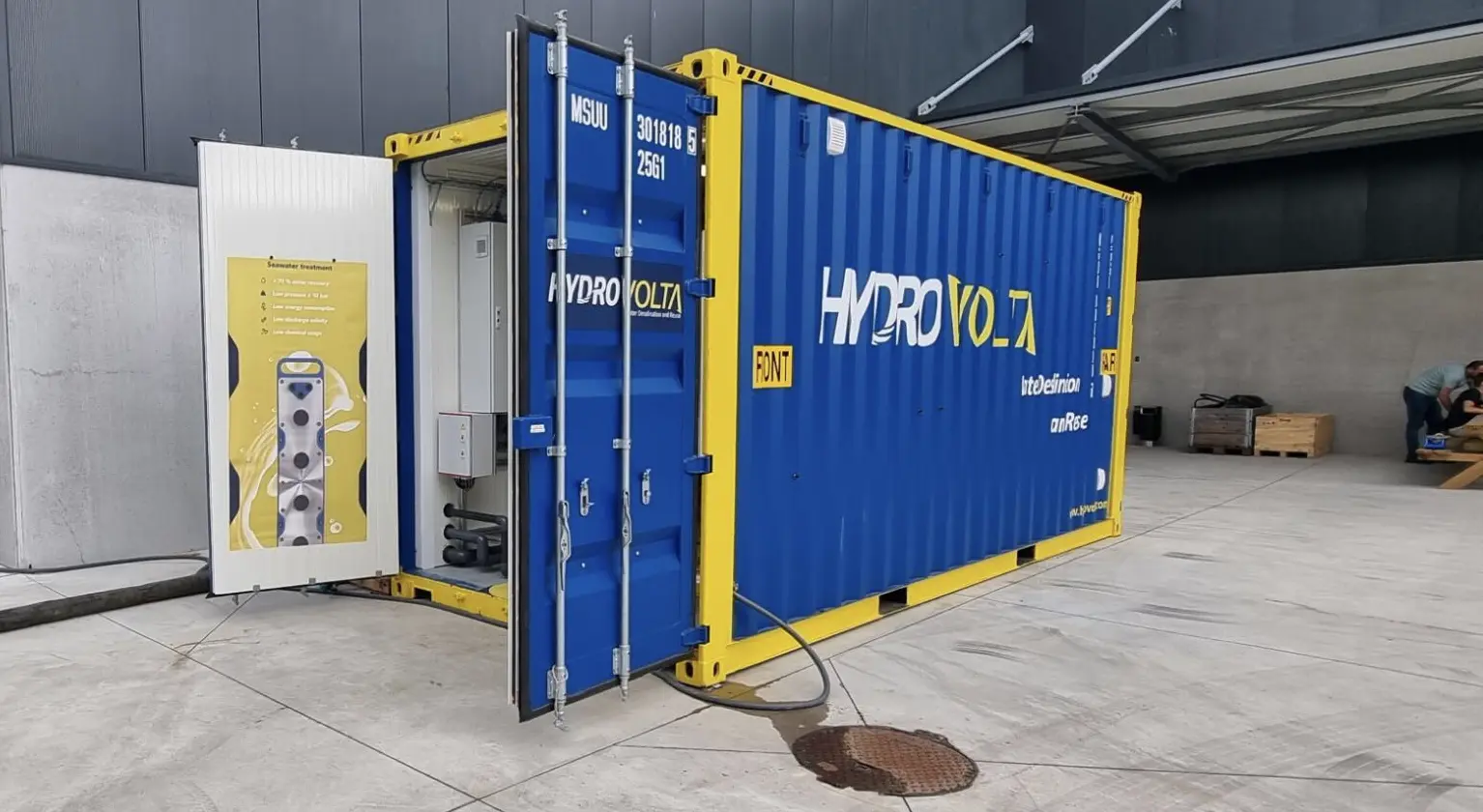 Container in front of industrial building